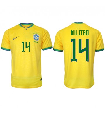 Lacne Muži Futbalové dres Brazília Eder Militao #14 MS 2022 Krátky Rukáv - Domáci